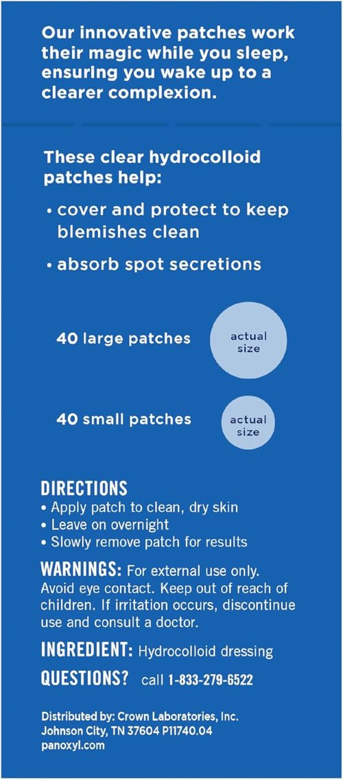 PanOxyl PM Overnight Spot Patches - Advanced Hydrocolloid Healing Technology | Fragrance-Free, 80 Count