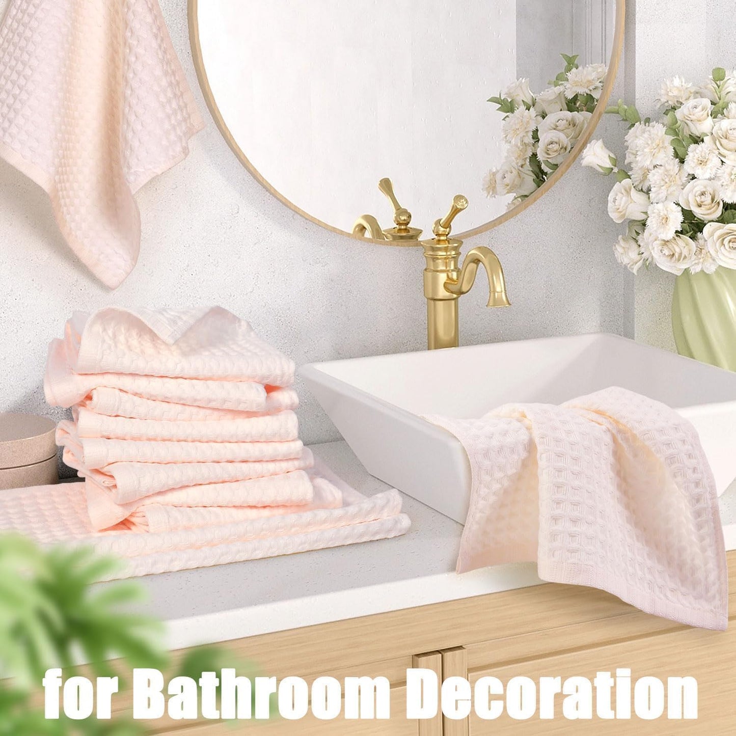 Cleanbear Wash Cloths for Showering, 12 Pack Piggy Pink Washcloths, 13 x 13 inches, Absorbent, Quick-Drying Face Towels for Bathroom Decor