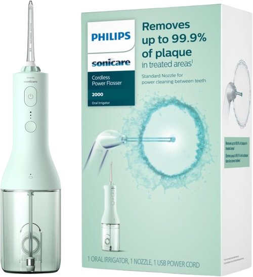Philips Sonicare Water Flosser - Cordless Rechargeable Oral Irrigator with 3 Intensity Settings | Mint Color
