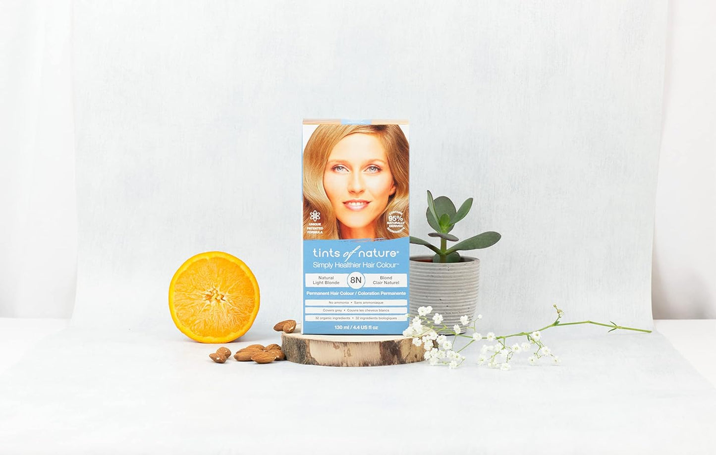 Tints of Nature 8N Natural Light Blonde Hair Dye - Nourishing, Ammonia-Free Formula, 4.4 fl oz