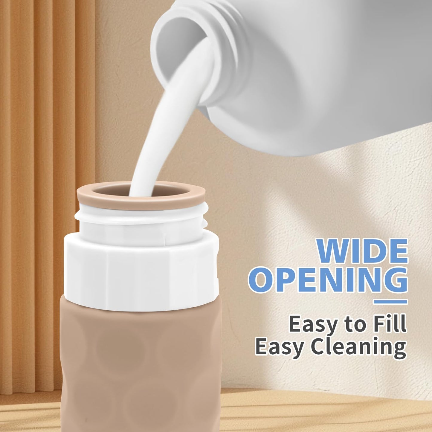 Silevoler Travel Bottles for Toiletries, 4pcs Tsa Approved 3oz Travel Size Containers, BPA Free Leak Proof Premium Silicone Bottles, Refillable Liquid Squeezable Accessories W/Toiletry Bag(Cream)