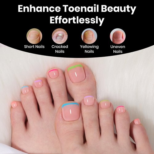Beetles Toe Nail Tips Square - 16 Sizes 192 Pcs Full Cover Nail Tips Fake Acrylic Toe Nail Pre-etched Double Matte Press on Toenails, Soft Gel Toe Nail Extensions for Women