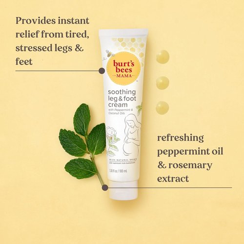 Burt's Bees Mama Soothing Leg & Foot Cream - Immediate Relief with Coconut & Peppermint Oil | 100ml