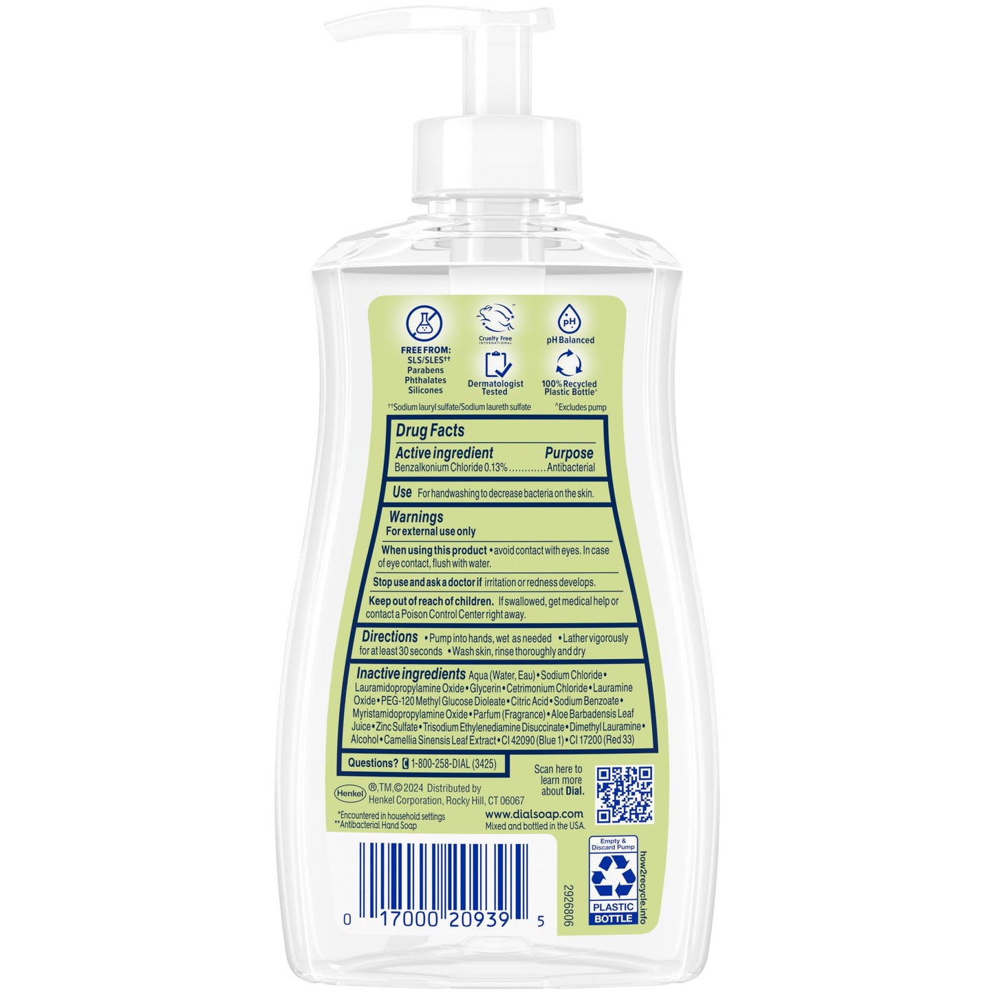 Dial Antibacterial Liquid Hand Soap, Spring Water, 11 fl oz (Pack of 4)