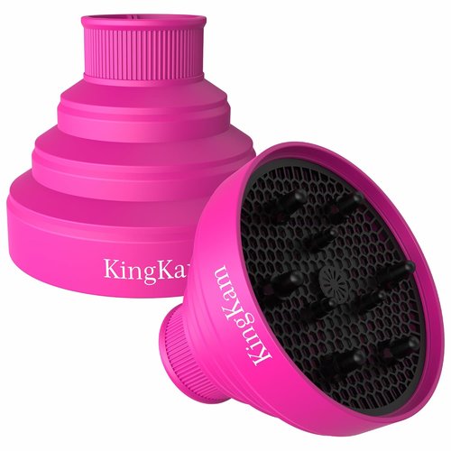 Collapsible Silicone Hair Dryer Diffuser - Travel-Friendly Design for Easy Storage | Fits Most Hair Dryers (1.575-1.968 Inch Nozzle) - Pink