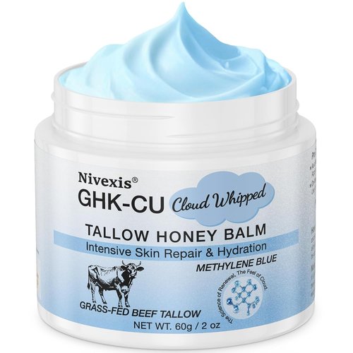 Regine Switzerland Copper Peptides GHK-Cu Whipped Beef Tallow - Anti-Aging Moisturizer for All Skin Types, 2 Oz