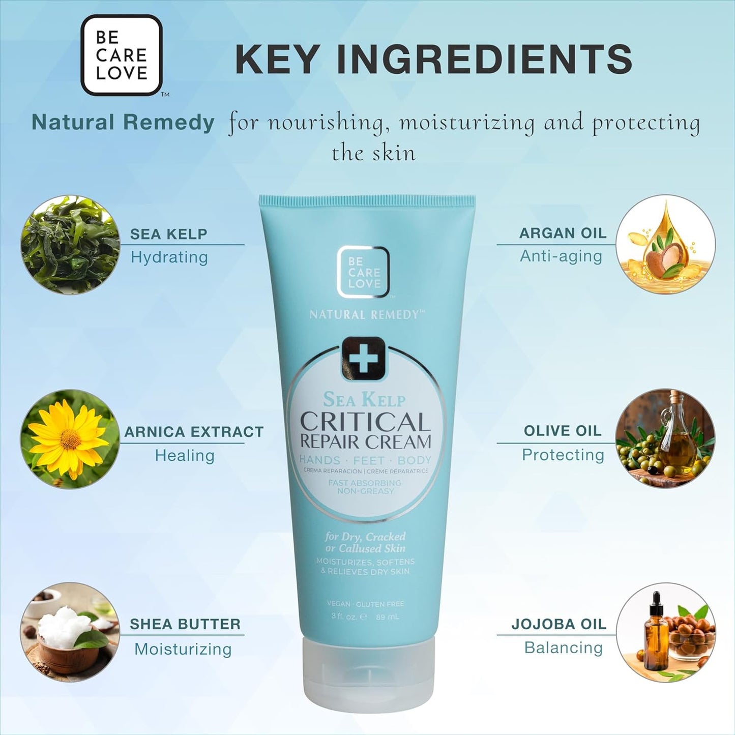 BCL Spa Critical Repair Cream - Intense Hydration with Organic Arnica & Sea Kelp | 3 Fl Oz