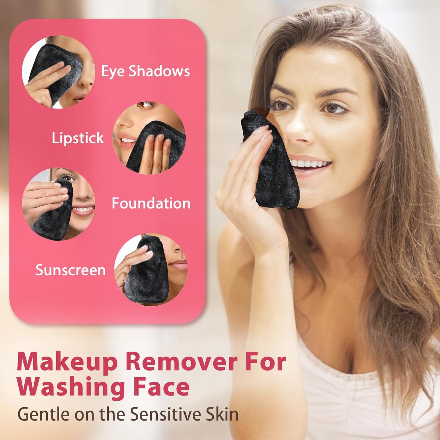Skiennix Makeup Remover Cloths - Reusable Microfiber Face Towels | 6" x 6" | 12 Pack in Grey