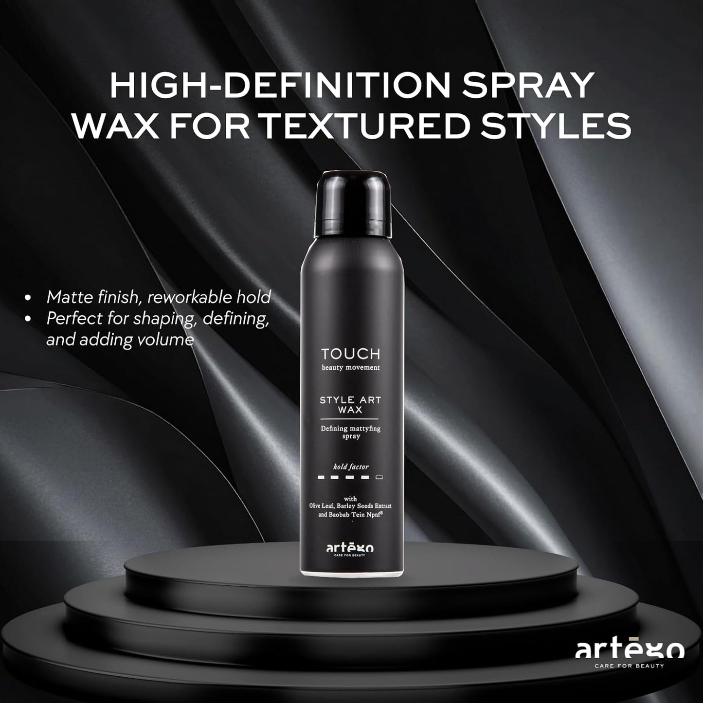 Artègo TOUCH Style Art Wax Spray - Defining & Mattifying Spray Wax for Flexible, Long-Lasting Styles (5.1 oz)