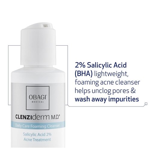 Obagi CLENZIderm M.D. Daily Care Foaming Acne Cleanser – Acne Treatment with 2% Salicylic Acid (BHA)
