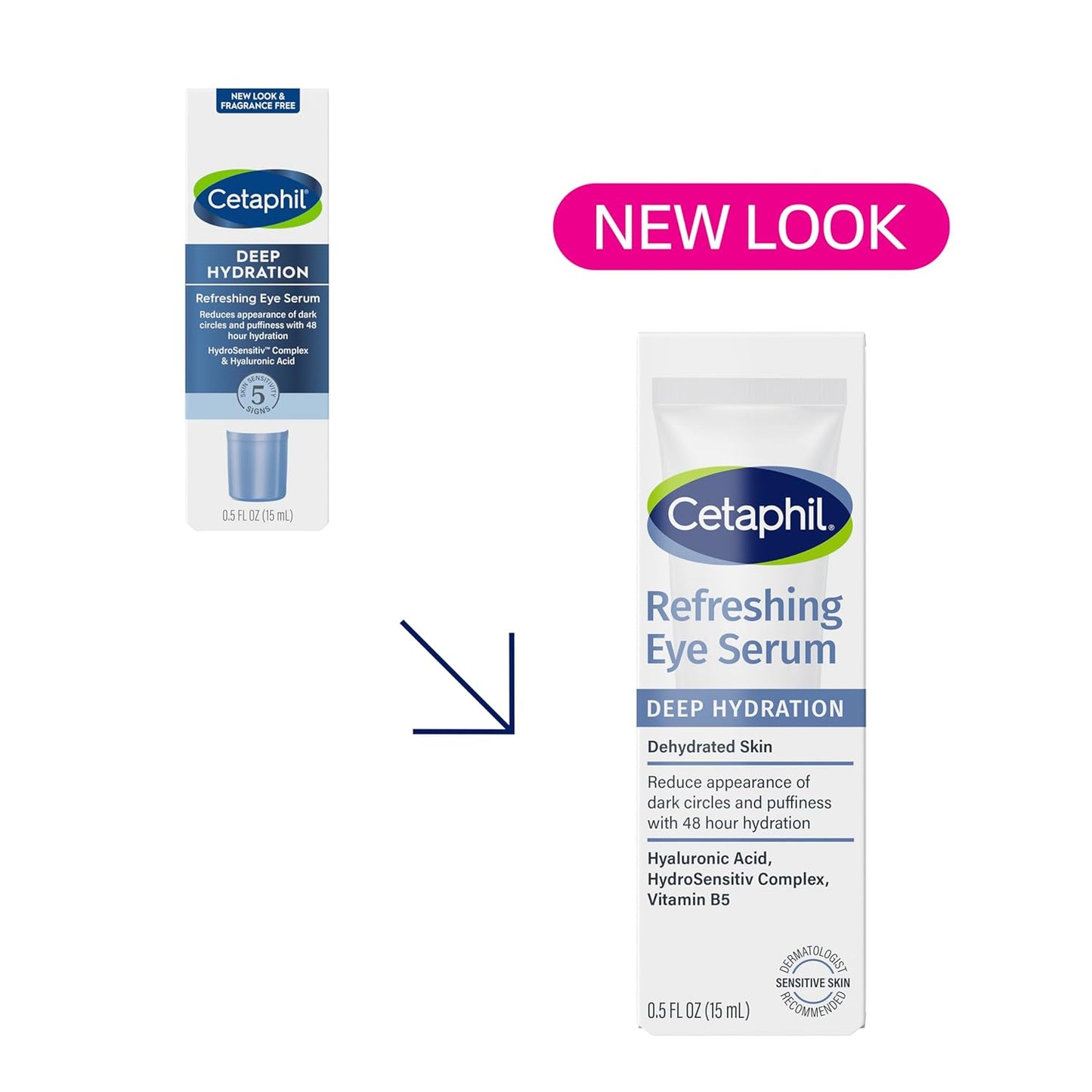 CETAPHIL Deep Hydration Eye Serum - 48Hr Hydrating Under Eye Cream with Hyaluronic Acid & Vitamin E, 0.5 fl oz