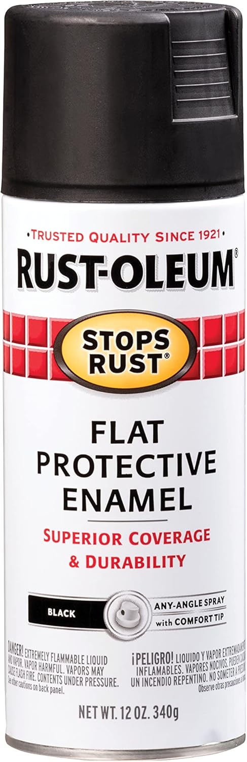 Rust-Oleum 7776830 Stops Rust Spray Paint, 12 oz, Flat Black