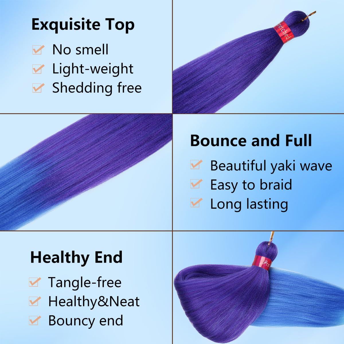 Ombre Pre Stretched Braiding Hair, 28''-3 packs Silky Color Blend Braid Hair Extensions, 100% Synthetic Crochet Hair Braids