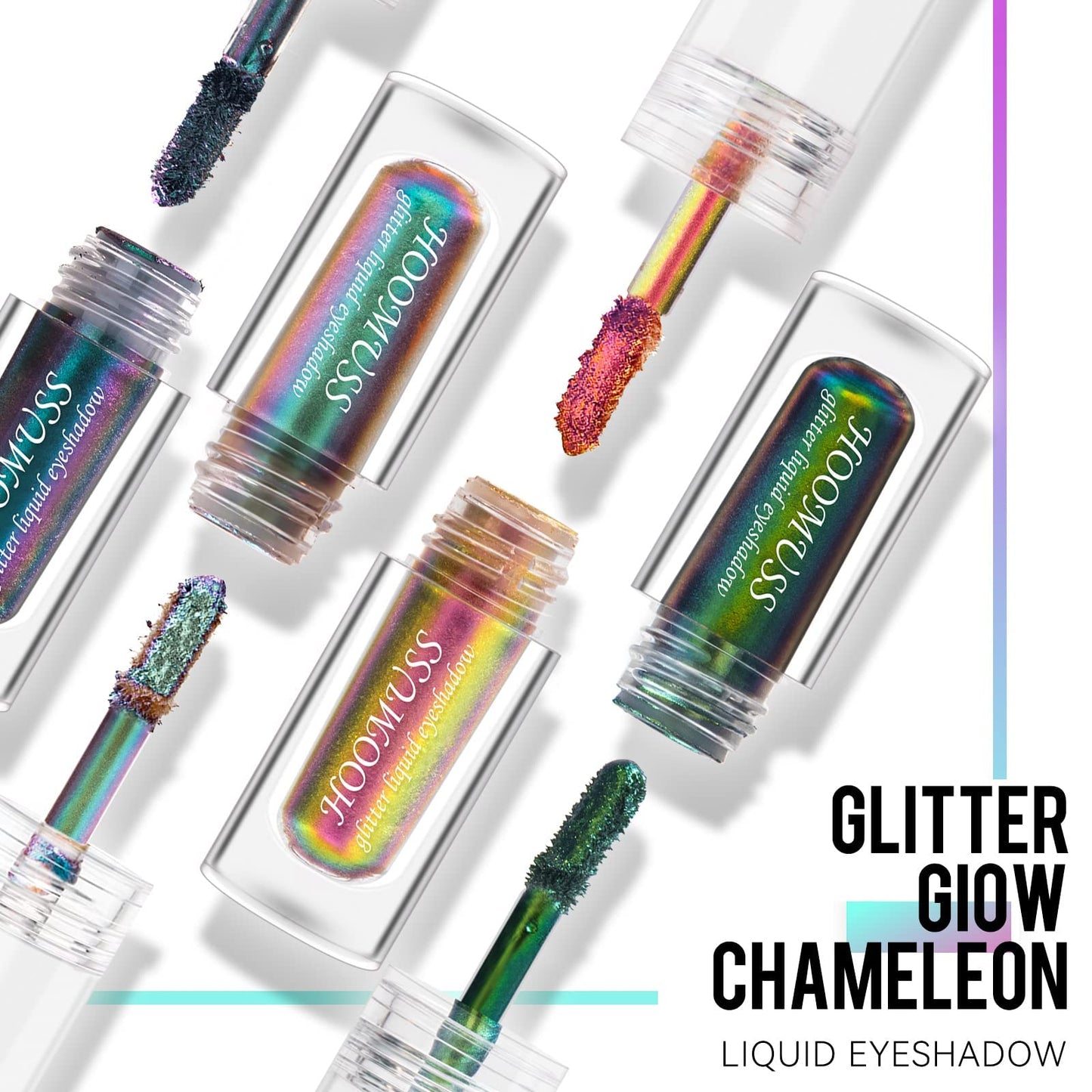 HOOMUSS Glitter Liquid Eyeshadow, 3Colors Chameleon Liquid Metallic Eyeshadows Holographic Glitter Multichrome Eye Makeup Set, Long Lasting Wearing, Highly Pigment, Quick-Drying (#1+3+6)