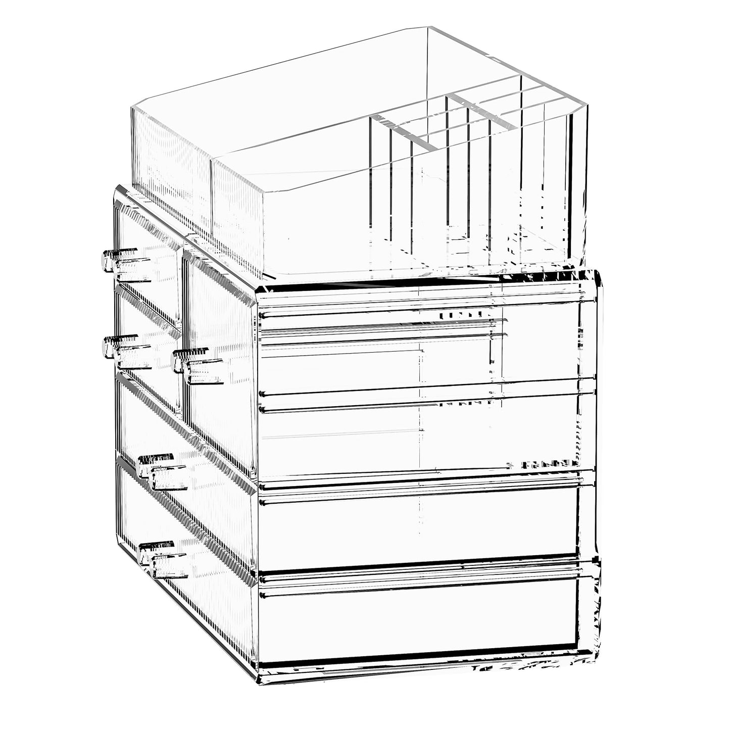ZHIAI Stackable Storage Drawers, Acrylic Bathroom Counter Organizer Clear Makeup Organizers for Vanity, Kitchen Cabinets, Bathroom, Undersink, Home Organization and Storage (2Top 3 Drawers,)