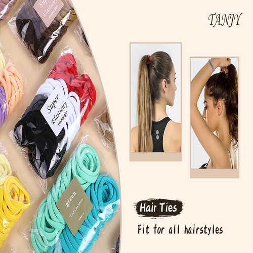 Hair Ties 100 Pcs Ponytail Holders Seamless No Damage Thick Hair Accessories for Women, Girls, Men - Hair Bands