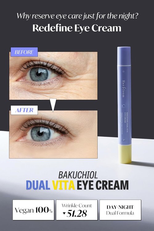 HERBLOOM Bakuchiol Night Care Eye Cream - Dual Vita Tinted Day Concealer for Dark Circles | 0.54 Fl Oz