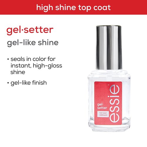 Essie Nail Care Gel Setter Top Coat - 8-Free Vegan Formula for Gel-Like Finish | 0.46 Fl Oz
