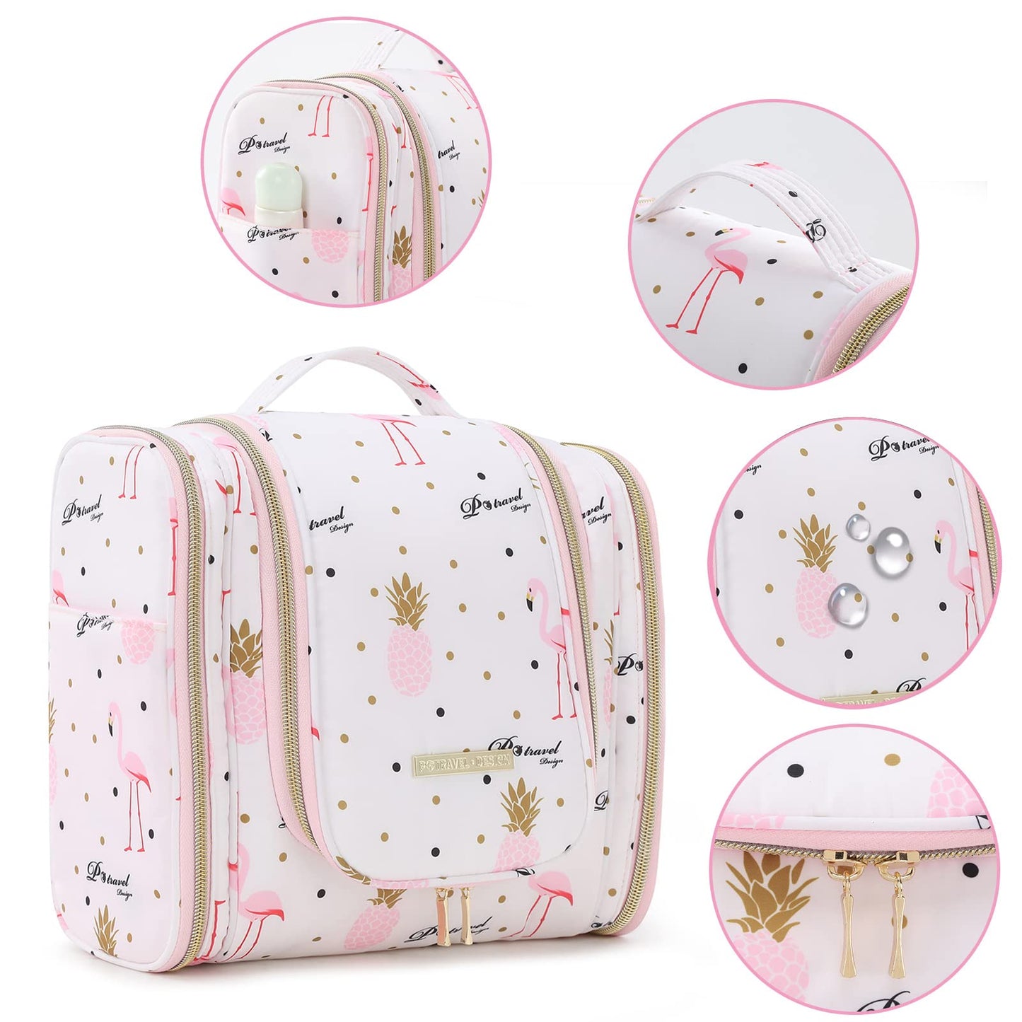 Lychii Hanging Toiletry Bag for Women, Cosmetic Makeup Bag Travel Organizer, Large