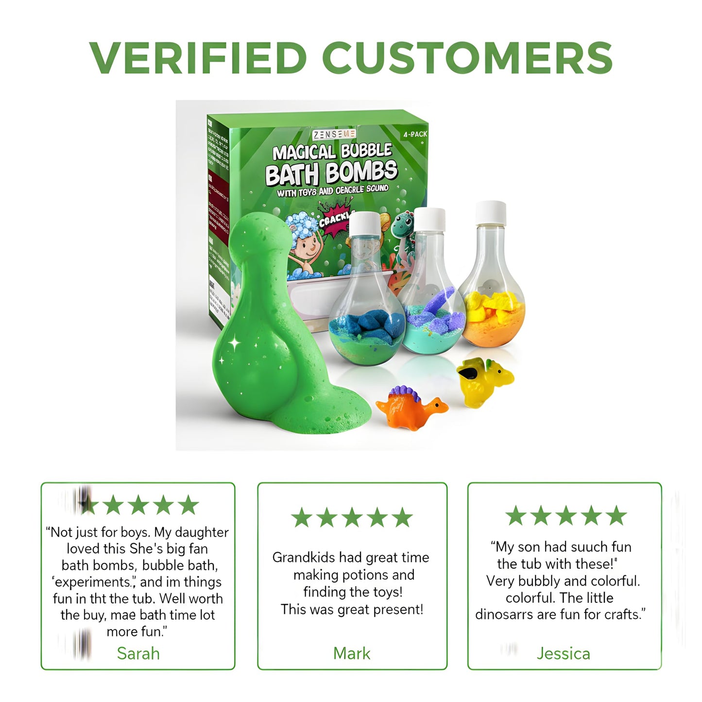 Zenseme Bath Bombs for Boys with Mini Toy Ducks Inside – Kids Bath Bombs Powder - Bubble Bath for Kids – Bathtime Experiment Kit Mix - Blast of Foam & Colour Surprise – Gift Set of 4