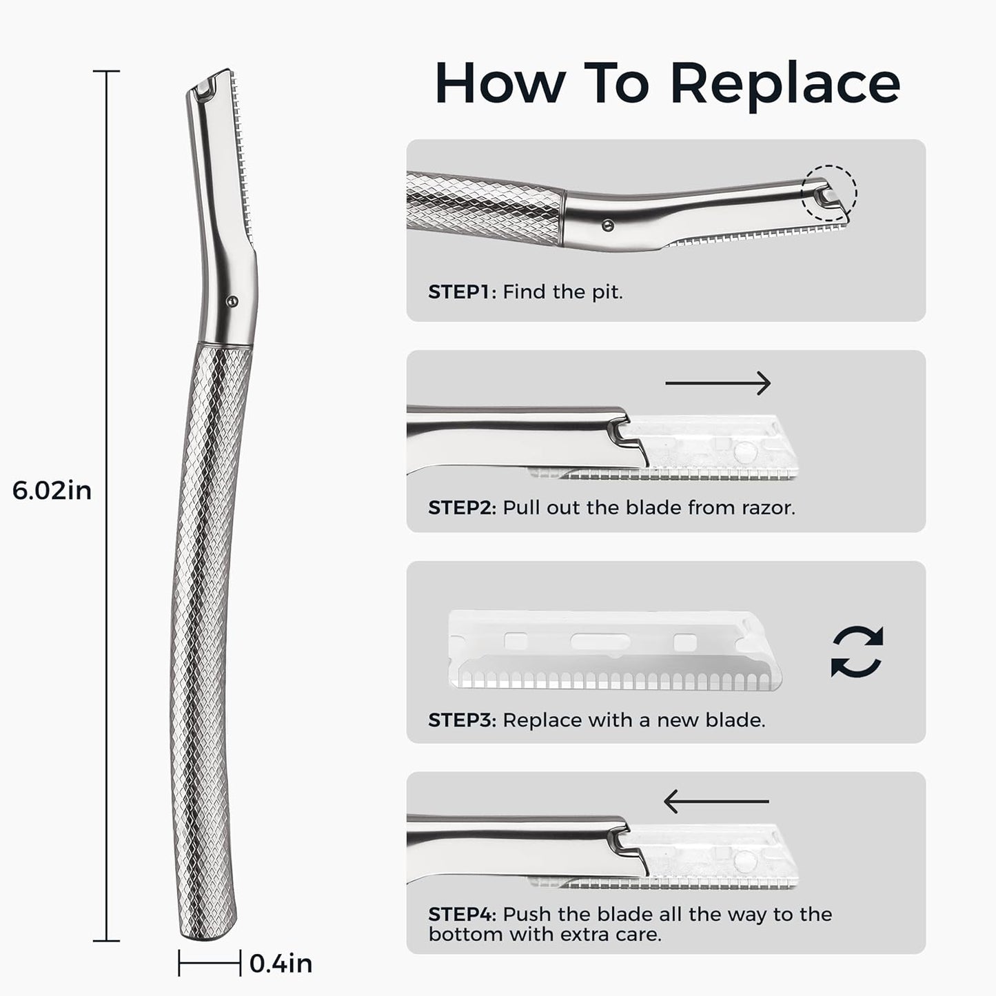ZOMCHI Eyebrow Razor - Precision Face Trimmer for Women & Men | 6-Blade Facial Shaver in Silver