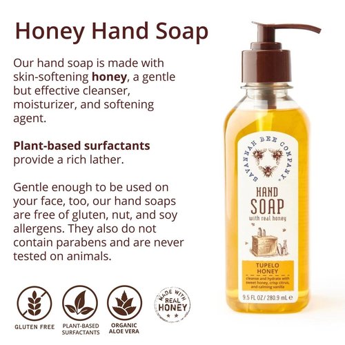 Savannah Bee Company Liquid Hand Soap - Natural Essential Oil Formula for Soft Skin