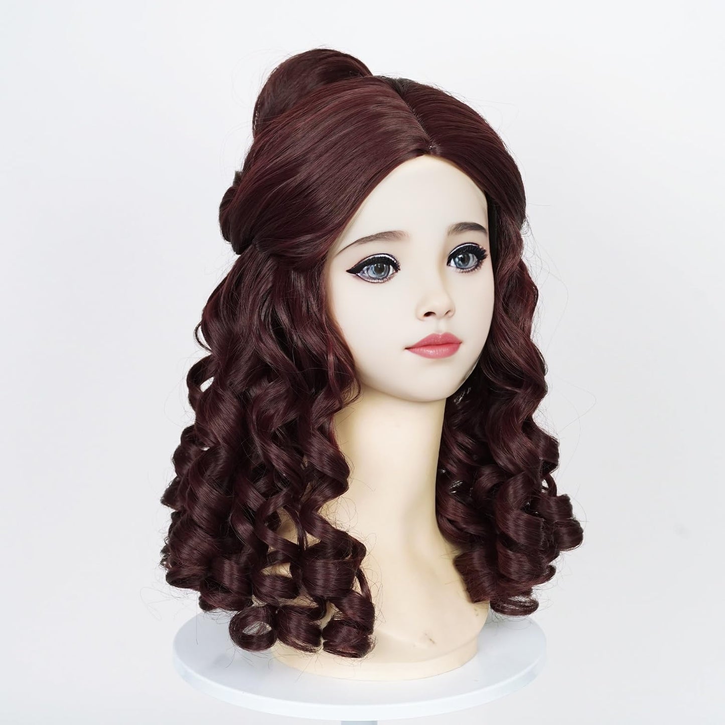 Brown Princess Wig for Kids Girls Toddlers, Long Curly Belle Wig for Halloween Costume Cosplay