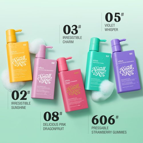 Sttes Smell Rio Shower Oil 03# (Irresistible Charm) 5.47 oz – Moisturizing Body Wash with Coconut Cream, Vanilla & Tropical Orchid Scent, Natural Plant Oils, No Mineral Oil, Parabens or Phthalates