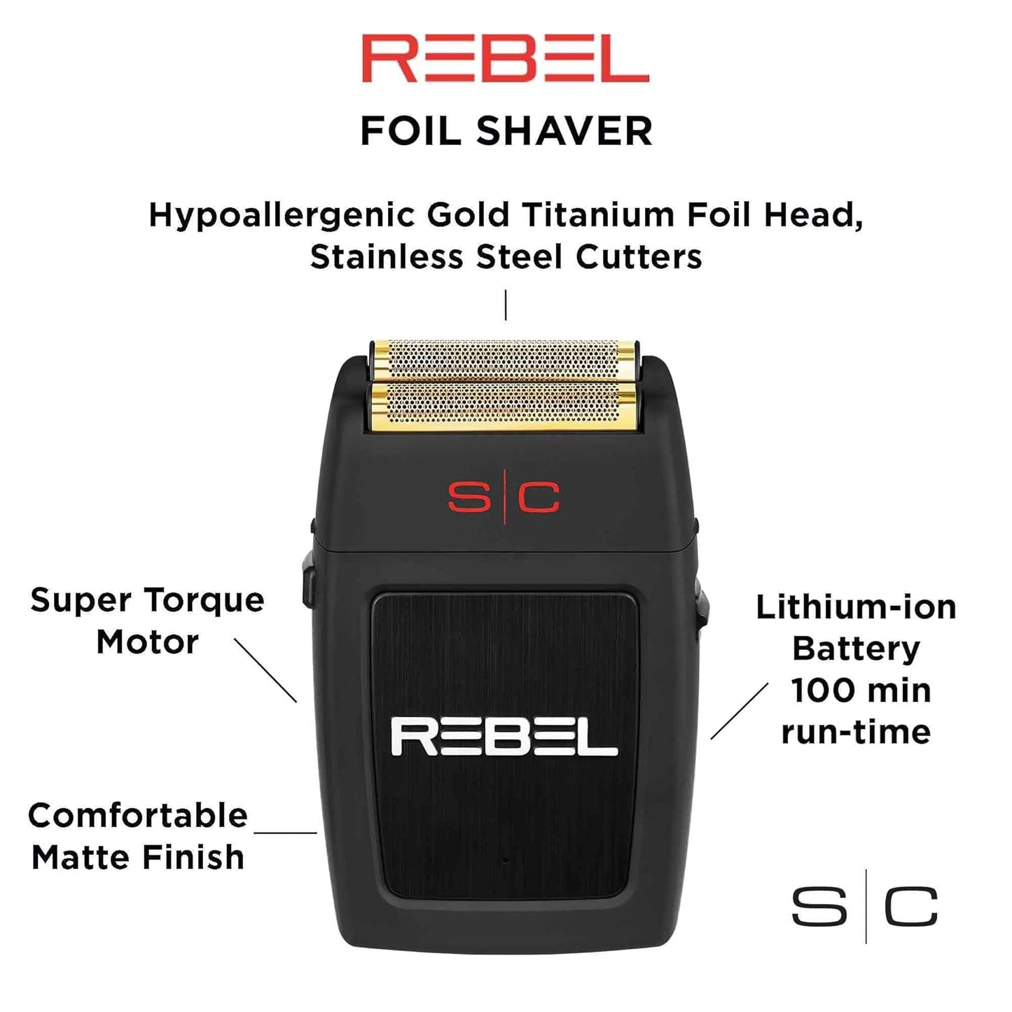 StyleCraft Rebel Professional Cordless Double Foil Shaver - USB-C Rechargeable, Close Shave for Men