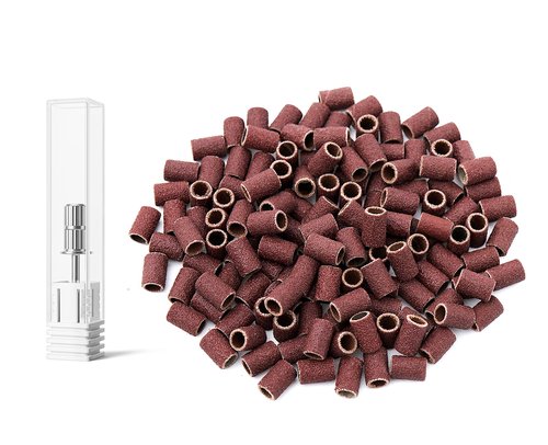 COSLUS Nail Drill Bits Sanding Bands: 101 Pcs Drill Bits for Nails 180 Fine Grit Set Nail File Sanding Bands Professional for Acrylic Nails Dip Powder Gel Manicures and Pedicure