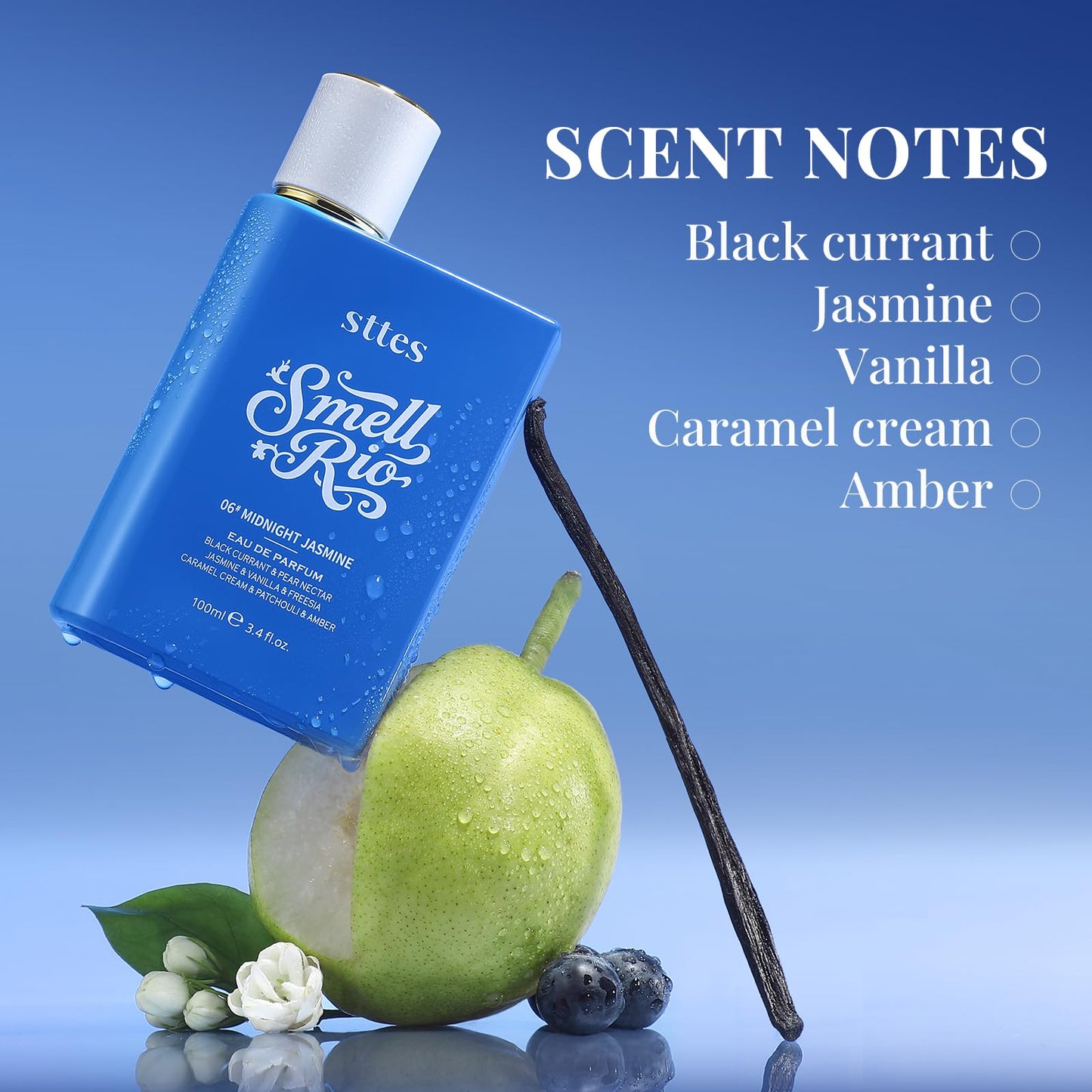Sttes Smell Rio Perfume 06# (Midnight Jasmine) – Perfume for Women – Long-Lasting Hair Black Currant, Jasmine & Vanilla Notes – Elegant Scentual Fragrance Eau de Parfum 100ml (3.4 fl oz)
