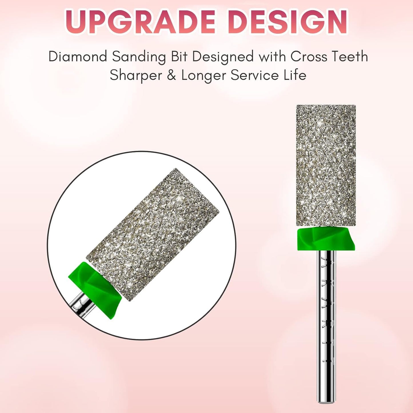 Makartt Nail Drill Bits, Large Barrel Carbide Diamond Sanding Bit for Gel Nails Polish Remove, Upgrade Drill Tips with Cross Teeth and Dust-Proof Ring for Manicure Salon Shaping, C #80 Grit