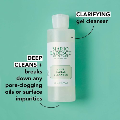 Mario Badescu Acne Facial Cleanser - Oil-Free Face Wash with Salicylic Acid & Aloe Vera for Oily Skin
