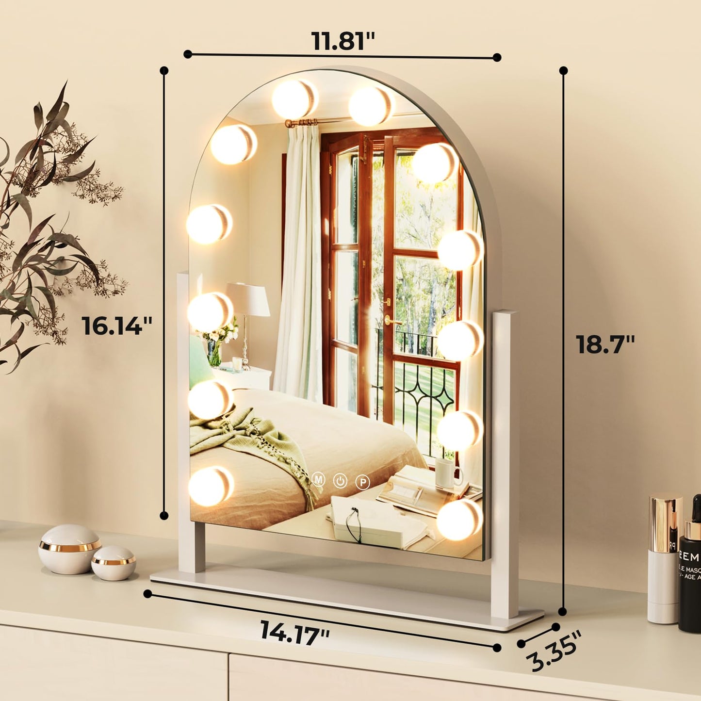 ZL ZELing Vanity Mirror with Lights Makeup Mirror with Lights 12 Dimmable Bulbs Hollywood Lighted Makeup Mirror Detachable 5X Magnification 3 Color Lighting Modes