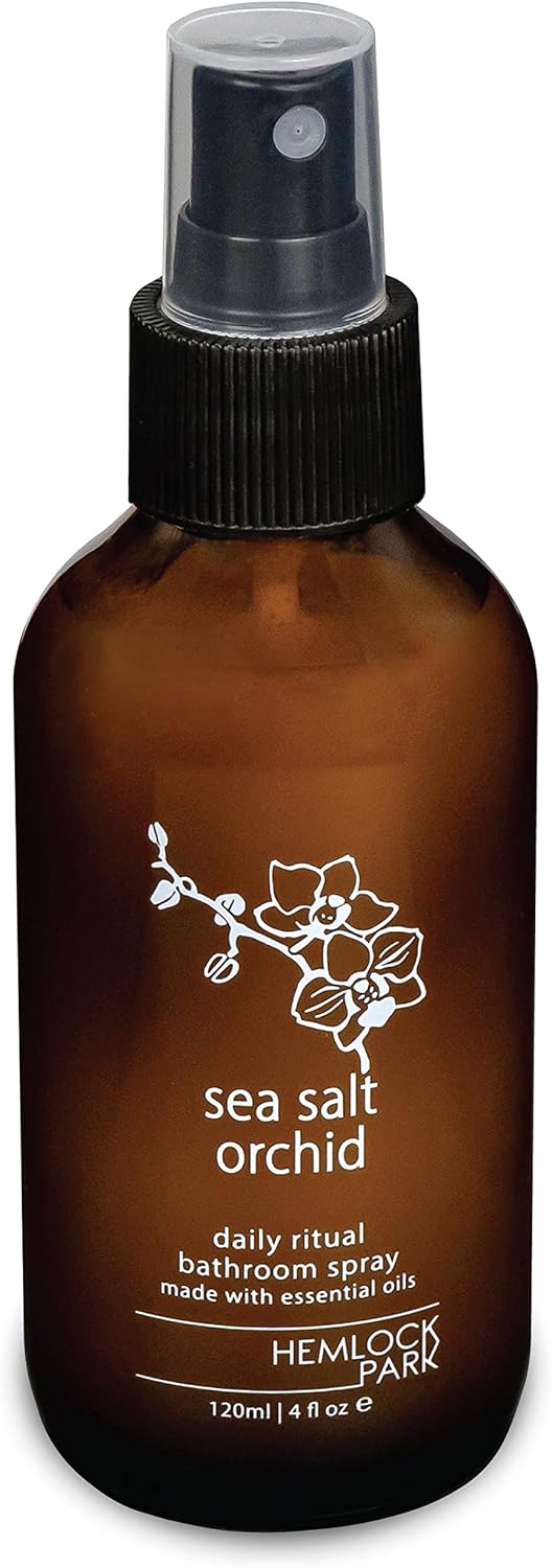 Hemlock Park Sea Salt Orchid Room & Linen Spray - Botanical Mist with Essential Oils | 4 oz Glass Bottle