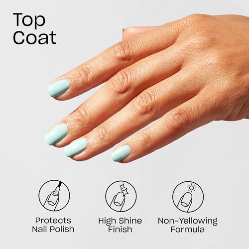 OPI Nail Lacquer Top Coat - Clear Nail Polish for High Shine & Quick Drying Finish | Chip Resistant & Long Lasting