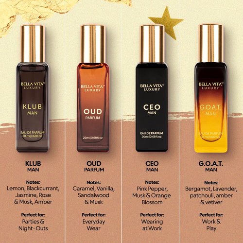 Bellavita Luxury Men's Perfume Gift Set - CEO Man, G.O.A.T., Klub & Oud | 80ml | Long-Lasting Fragrance with Lavender, Patchouli, Lemon & Caramel Notes