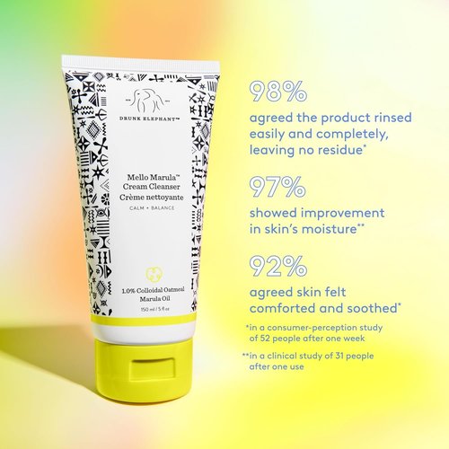 Drunk Elephant Mello Marula Cream Cleanser - Calming Face Wash - Clean Clinical Skincare - Cruelty-Free - Dermatologist-Tested - Free of Essential Oils, Silicones, and Fragrance
