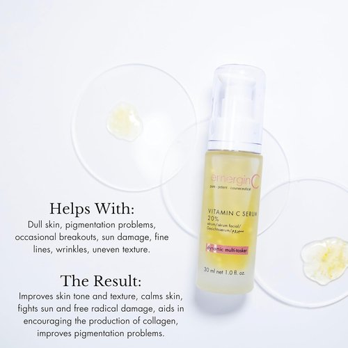 EmerginC 20% Vitamin C Facial Serum - Extra Strength Anti-Aging Formula with Micro-Encapsulated Spheres (1 Ounce)