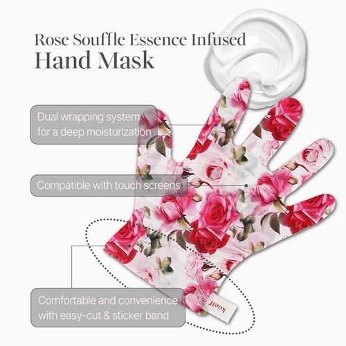 Koelf PETITFEE Rose Petal Satin Hand Mask - Nourishing Moisturizing Gloves with Peptide & Collagen (5 Pairs)