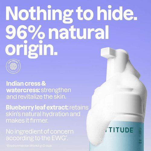 ATTITUDE Micellar Foaming Facial Cleanser - EWG Verified, Vegan & Unscented | 5 Fl Oz