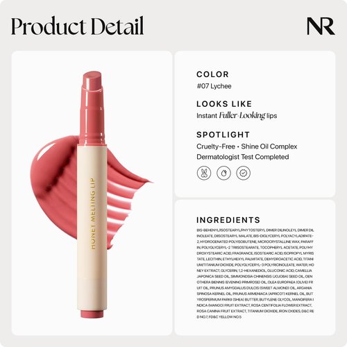 Nature Republic HONEY MELTING LIP (07 LYCHEE) SOFT LIP STICK, Hydrating Gloss, Moisturizing balms, Sheer tint, Shine & Glowy Finish, korean make up
