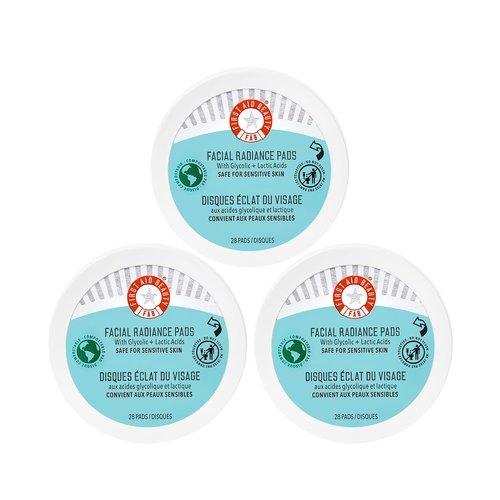 First Aid Beauty - Daily Exfoliating Facial Radiance Pads with AHA | Visibly Smaller Pores, 28 Pads