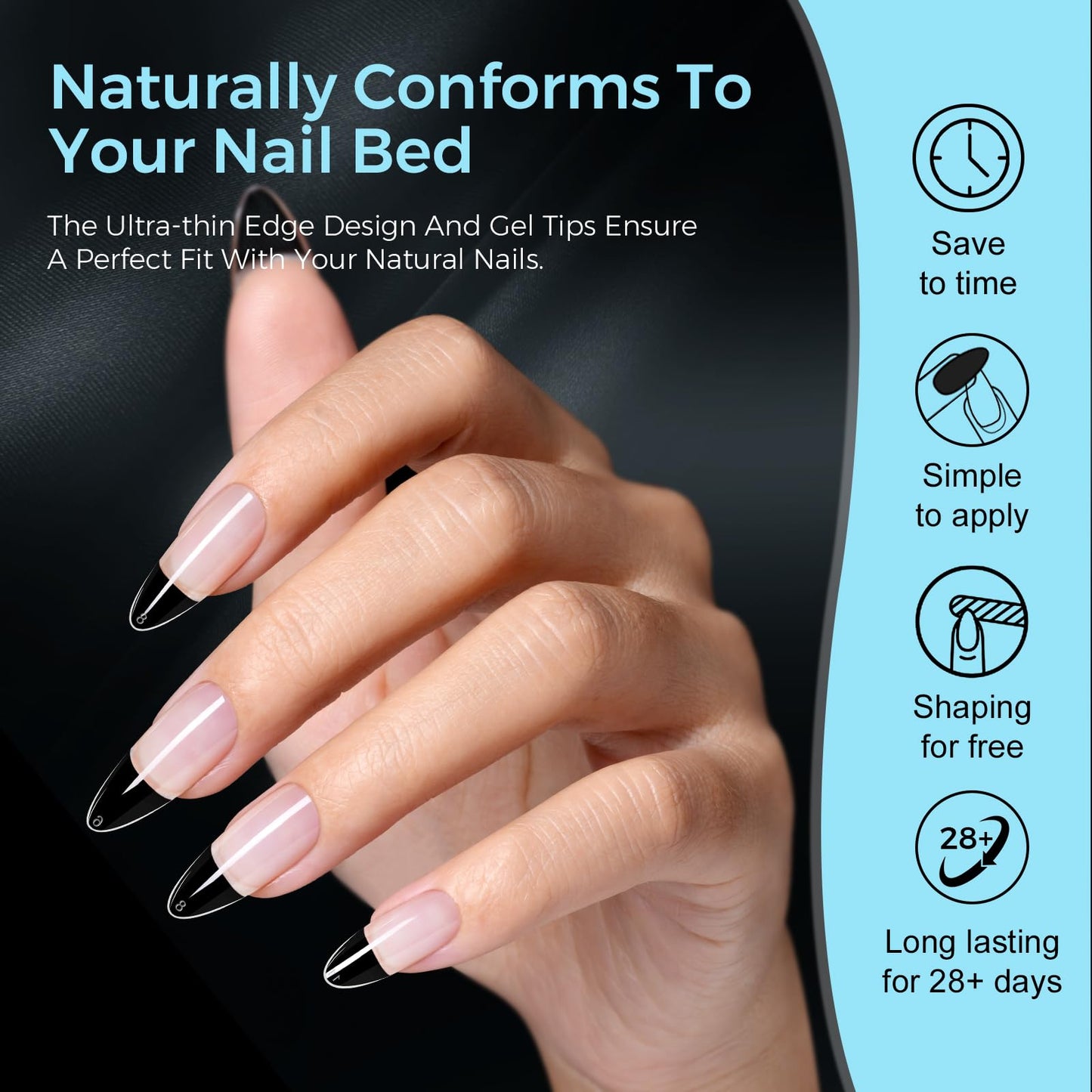TOMICCA Medium Almond Nail Tips 510PCS, 15 Sizes Clear Nail Tips for Full Cover Half Matte Acrylic Nails, Nail Tips Almond Shaped for DIY Salon, Gel Nail Extension Tips for Beginners & Nail Techs