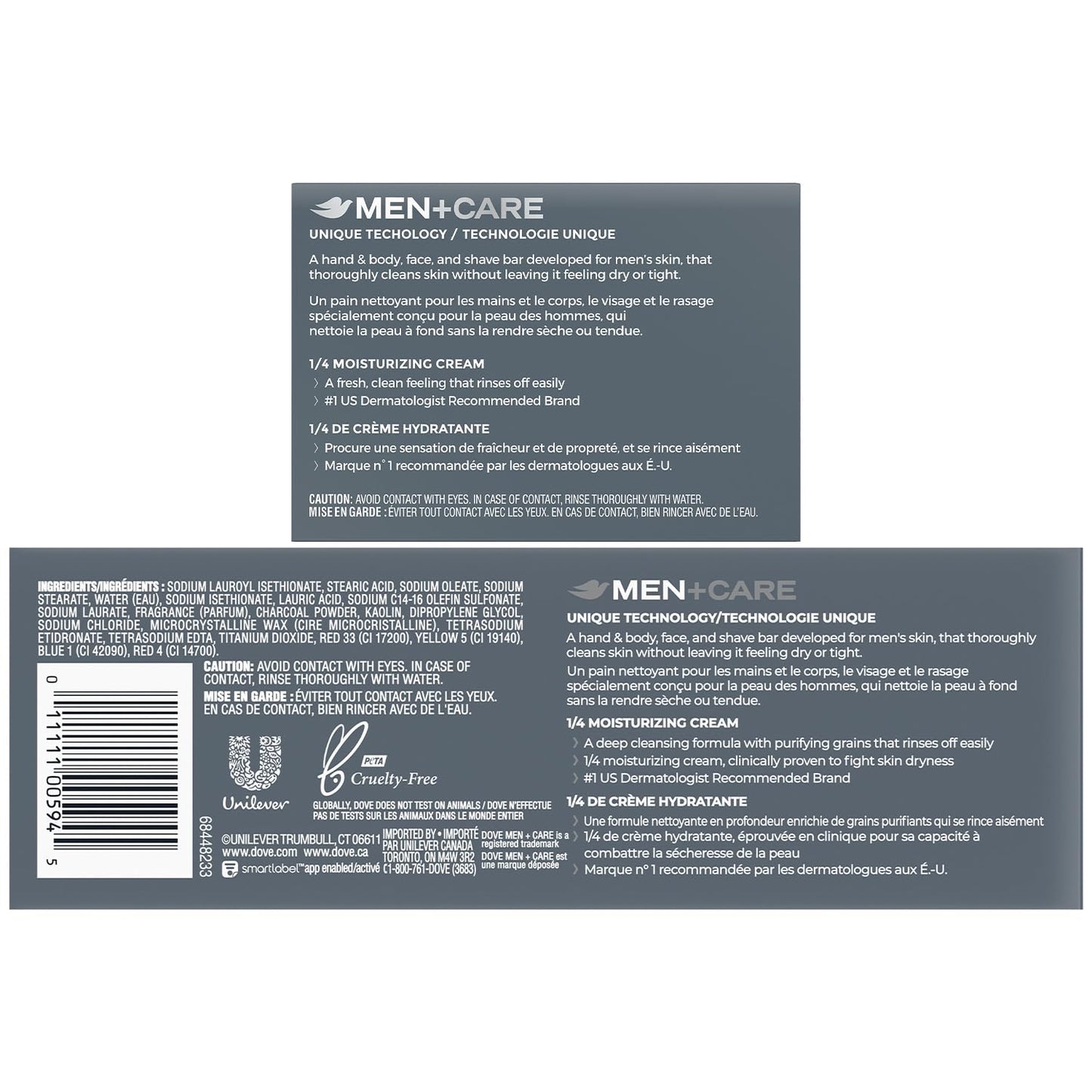Dove Men+Care Exfoliating 3-in-1 Charcoal Soap Bar Pack | 6 Large Bars + Travel-Size Soap for Skin Care