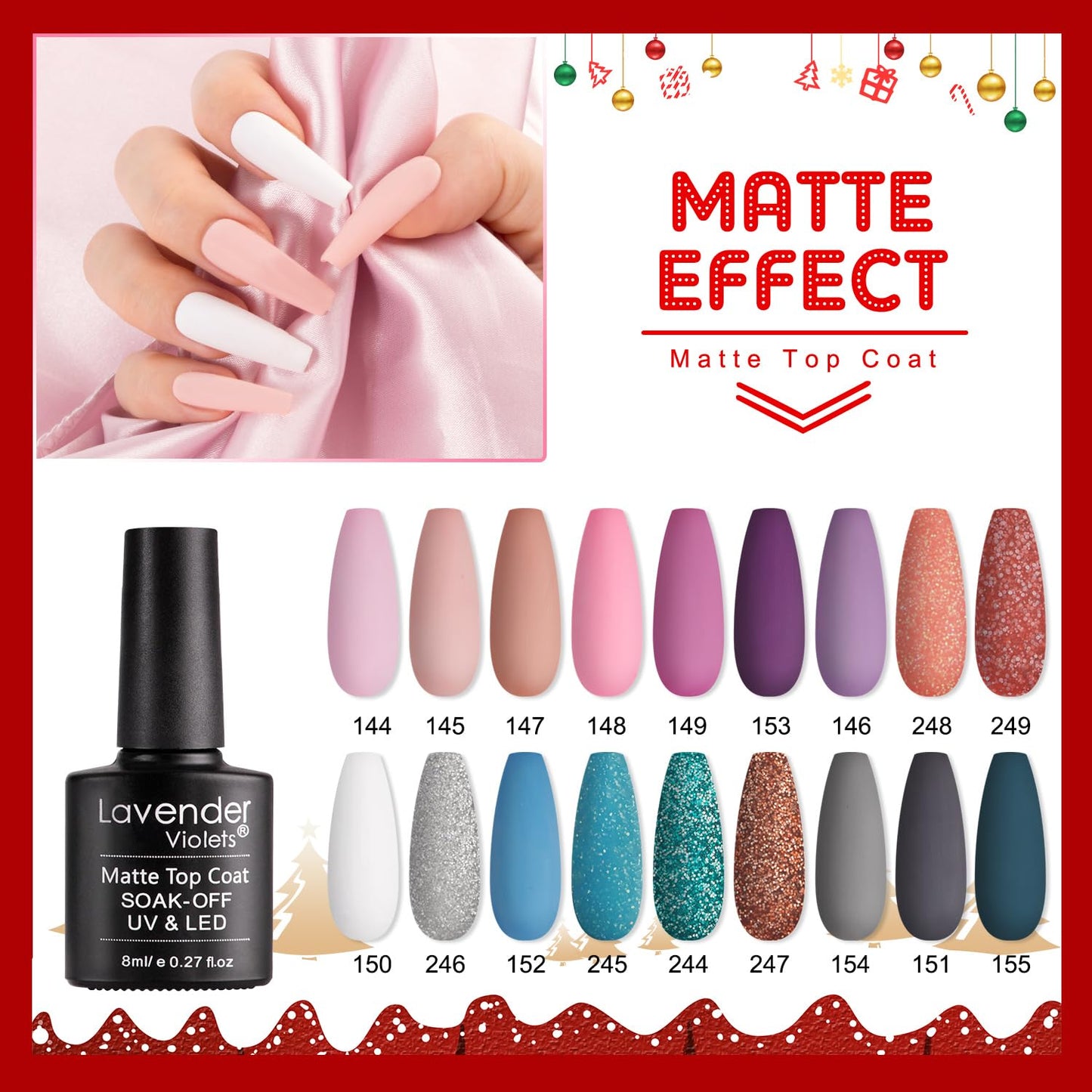 Lavender Violets 49 PCS Gel Nail Polish Set,45 Colors Summer Neon Glow in the Dark Effect with Nail Primer,Builder Base Coat,Glossy,Matte Top Coat Red Jelly Nude Glitter New Year Gifts for Women A950