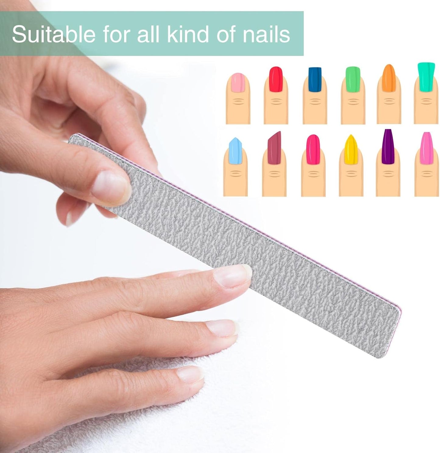 Skiennix Nail Files - 25 Pcs Double-Sided Emery Boards for Acrylic Nails | Professional Manicure Tools