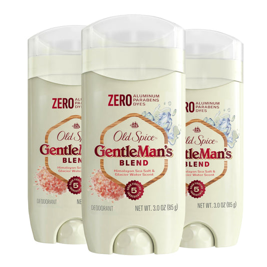 Old Spice GentleMan's Aluminum Free Dry Feel Deodorant for Men, 24/7 Lasting Freshness, Gentle on Skin with Skin Conditioners, Himalayan Sea Salt + Glacier Water Scent, 3.0 oz (Pack of 3)