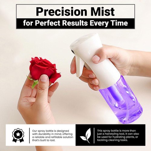Continuous Mist Spray Bottle - Ultra Fine Mist for Hair Styling & Versatile Use - 5 oz Purple Octagon