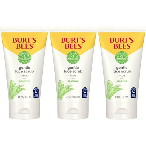 Burt's Bees Gentle Face Scrub - Aloe Formula for Sensitive Skin | 98.9% Natural Origin, 4 Fl Oz (Pack of 3)
